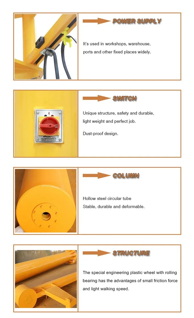 Features of stone slab jib crane